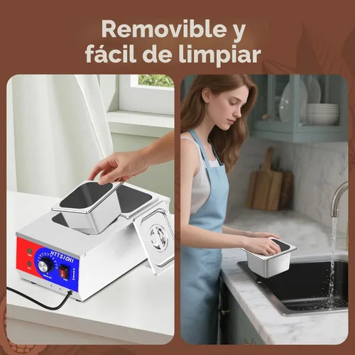 Vista 4 de Máquina de temple de chocolate, máquina comercial de fusión de chocolate con capacidad de 9 litros y control de temperatura de 86-185 ℉, derretidor