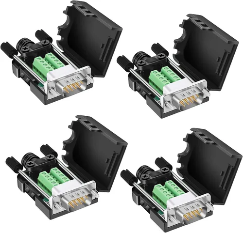 Vista 8 de DB9 Conector sin soldadura (2 machos+2 hembras), DB9 conector de ruptura RS232 D-SUB serie a terminal de puerto de 9 pines con estuche