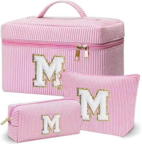 Vista 14 de Bolsa de maquillaje Adoryoung 3 piezas rosa+azul, Azul, A