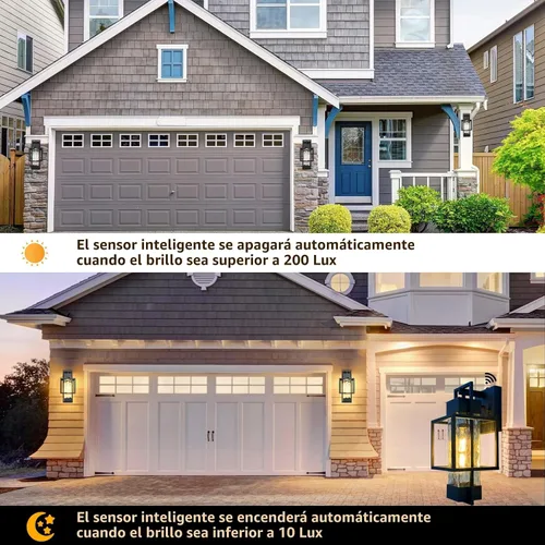 Vista 4 de PARTPHONER Luminarias Modernas para Exteriores con Sensor de Anochecer a Amanecer, Paquete de 2, Aplique de Pared Exterior de 15" Impermeable