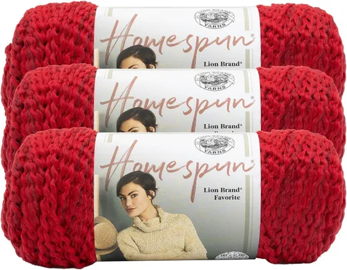 Vista 20 de Lion Brand Yarn Hilo Homespun, Hilo Suave y Voluminoso para Tejer, Ganchillo y Manualidades, 1 paquete, Beachside Stripes