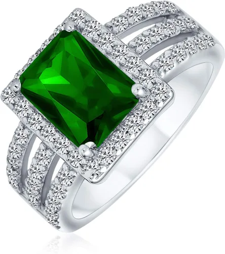 Vista 11 de Art Deco Style 3CT CZ Emerald Cut Cocktail Statement Ring Sterling Silver Azul