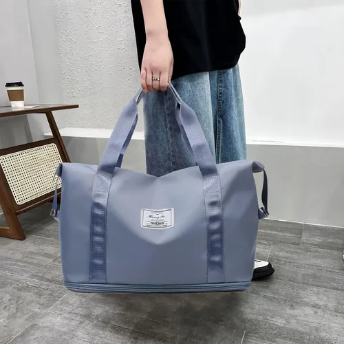 Vista 4 de Bolsas de gimnasio ligeras y expandibles de gran capacidad, para deportes, fin de semana, viajes, durante la noche, seco, húmedo, separadas, Azul