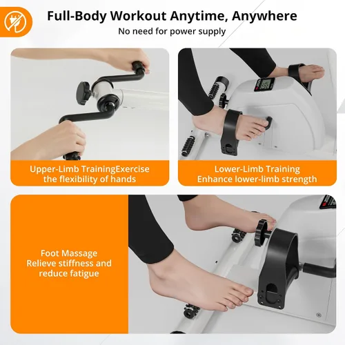 Vista 4 de Ejercitador de pádel, mini bicicleta estática para ciclismo de piernas y brazos, ejercicio de calentamiento