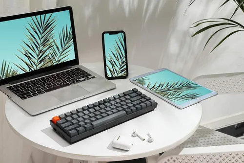 Vista 8 de Keychron K6 Teclado mecánico inalámbrico con Bluetooth 5.1con cable intercambiable en caliente, 65% compacto RGB de 68 teclas, interruptor marrón