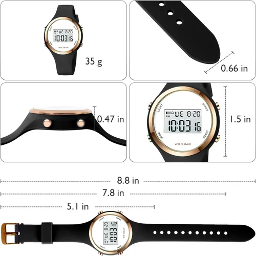 Vista 5 de Women LED Display Elecreonic Watch Fashion Chrono Alarm Digital Clock Woman Outdoor Sport Wirstwatch