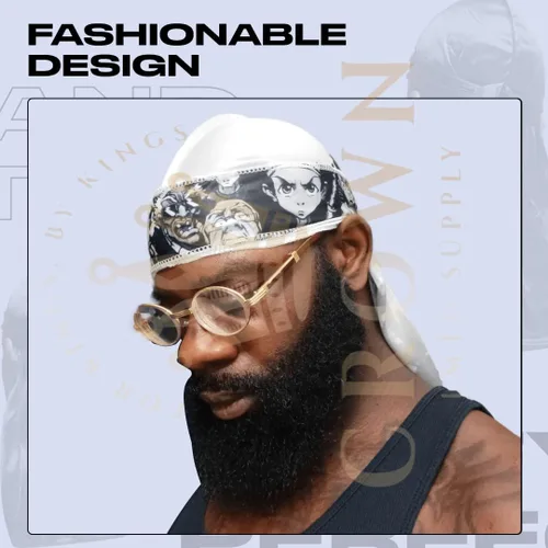 Vista 6 de Art Silky Durag con colas largas y anchas, durags de tela de seda suave satinada para mayor comodidad y compresión