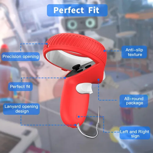 Vista 3 de 3 en 1 para Oculus Quest 2 accesorios, Quest 2 VR cubierta facial de silicona impermeable para controlador, funda de protección contra caídas