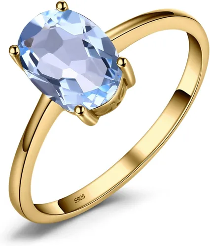 Vista 16 de JewelryPalace Anillos de compromiso solitarios de plata de ley 925 chapados en oro de 14 quilates con piedra natal de topacio azul citrino y piedras