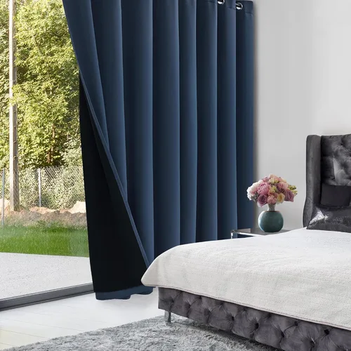 Vista 340 de Deconovo Cortinas opacas 100% con forro negro, cortinas con ojales aisladas térmicamente que reducen el ruido, doble capa para oscurecer