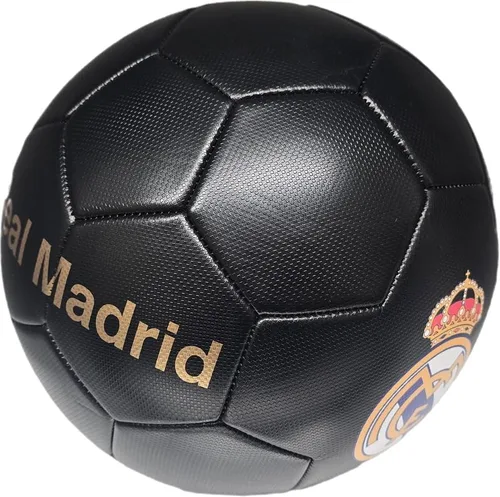 Vista 5 de Icon Sports Balón de fútbol negro de edición limitada del Real Madrid, con licencia oficial, tamaño 5 (tela brillante), grado S