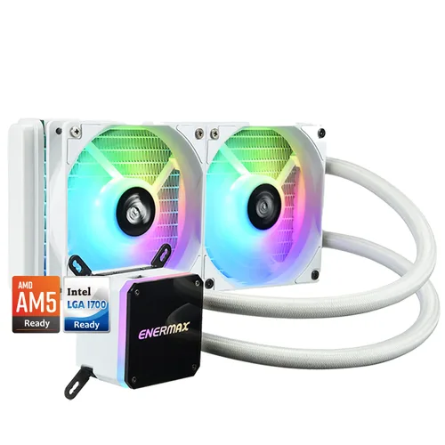 Vista 8 de ENERMAX LIQMAX V4 - Enfriador líquido de CPU AIO de 4.724 in con pantalla digital, ventilador SilentFlow PWM de 4.724 in 320 W TDP, para Intel LM4