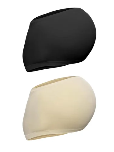 Vista 6 de OYOANGLE Ropa interior de maternidad para mujer, 2 piezas, soporte para el vientre, ropa interior, Negro albaricoque