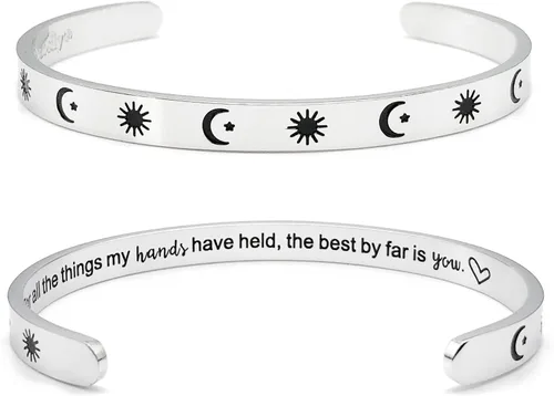Vista 354 de Pulseras inspiradoras para mujer, joyería de acero inoxidable, con refranes, pulsera motivacional con mensaje oculto, pulseras grabadas para mejor