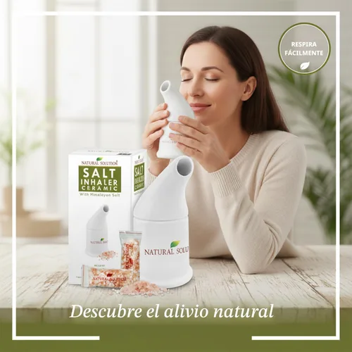 Vista 4 de Soporte respiratorio de Natural Solutions, inhalador de sal del Himalaya, color rosa