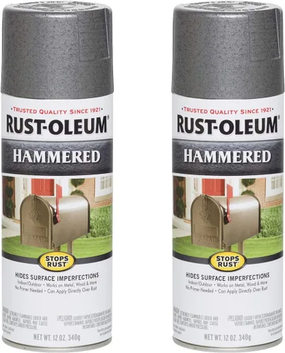 Vista 10 de Rust-Oleum 7215830 – Pintura en aerosol con efecto martillado para prevención del óxido, 12 oz (340 g), color negro