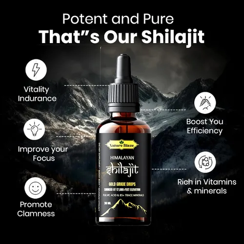 Vista 3 de Gotas orgánicas de Shilajit del Himalaya para hombres y mujeres (1.0 onzas)