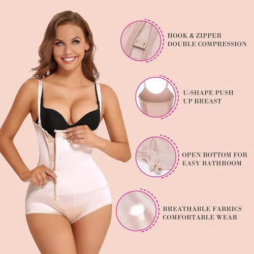 Vista 3 de Nebility Body de látex con cremallera y busto abierto para mujer