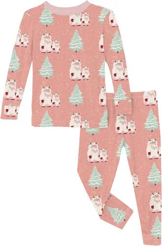 Vista 34 de KicKee Pants Conjunto de pijama de manga larga con estampado de piezas 90's Plaid