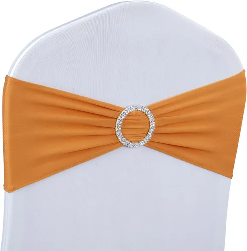 Vista 18 de Babenest Fajas de elastano con lazos para silla, 30 piezas, banda elástica premium para cubrir sillas con hebilla deslizante, lazos elásticos Champán