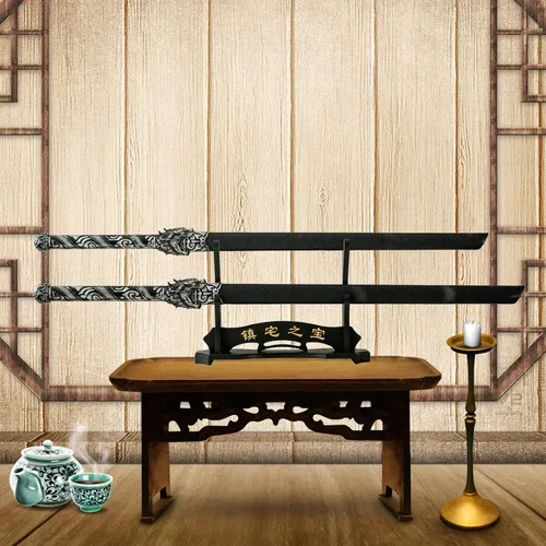Vista 5 de Soporte para espada samurái, soporte para espada Katana Wakizashi Tanto de terciopelo acolchado para colgar en la pared, estante para espadas