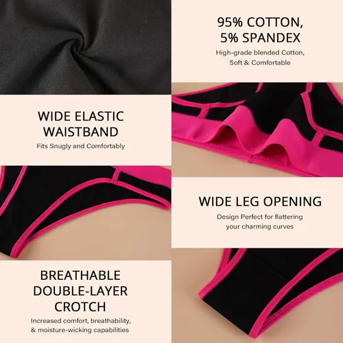 Vista 5 de Ropa interior de algodón para mujer, braguitas suaves y transpirables, paquete de 5