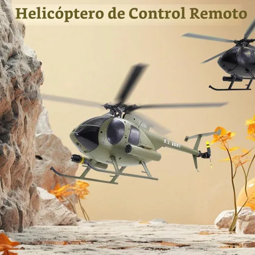 Vista 2 de Helicóptero a control remoto Dodoore, Modelo de helicóptero RC C189 MD500, helicópteros de rotor único de 1/28 de escala 4CH con giroscopio de 6