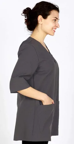 Vista 4 de Judi - Bata de salón profesional, chaqueta de estilista, uniforme de cosmetología, a prueba de lejía