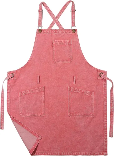 Vista 13 de Delantal de Chef de Mezclilla para Mujeres con Bolsillos, Delantal de Cocina de Camarera de Jean para Hombres para Cocinar Jardinería Pintura