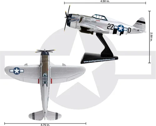 Vista 5 de Sello postal P-47 Thunderbolt "Kansas Tornado II" 1/100 Modelo de avión de combate coleccionable de la Segunda Guerra Mundial – Réplica histórica