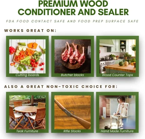 Vista 4 de Wood Master's Secret - Tabla de cortar no tóxica, apta para alimentos, acondicionador y sellador. Supera las regulaciones de superficies de contacto