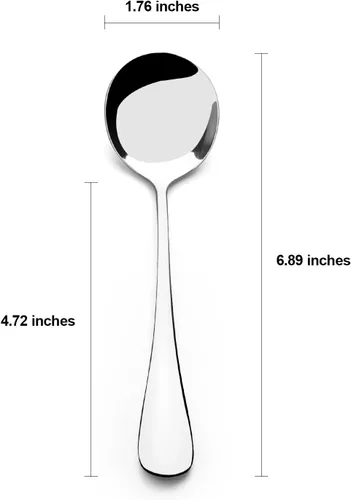 Vista 3 de 6 piezas de cucharas de sopa, cucharas de sopa de acero inoxidable de alta calidad, cubiertos aptos para lavavajillas en color plateado