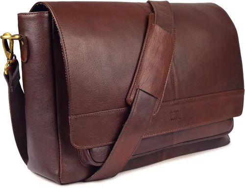 Vista 9 de LEATHER VILLAGE Bolso Mensajero de Cuero Vintage–Morral Hecho a Mano de 15.5" para Hombres y Mujeres– Bolso de Hombro para Oficina, Viajes y Uso