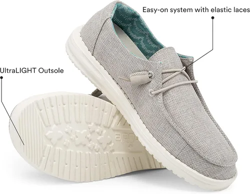 Vista 4 de Hey Dude - Mocasines Wendy de tela chambray para mujer