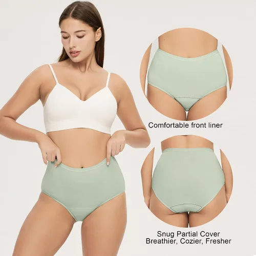 Vista 4 de BATTEWA Ropa interior para incontinencia para mujer, ropa interior a prueba de fugas, lavables, de algodón, de absorción de la vejiga, protección