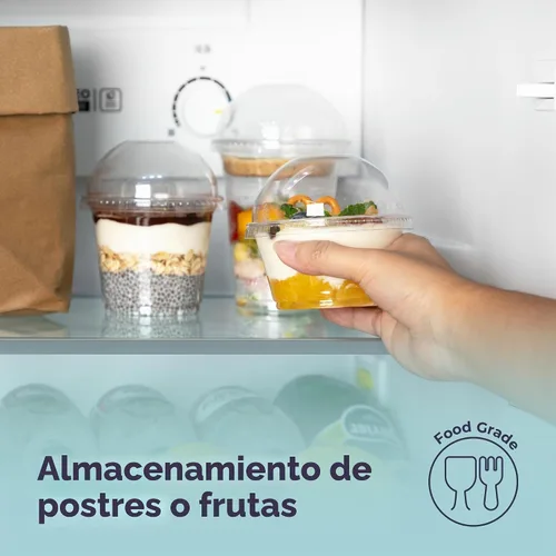 Vista 7 de Fit Meal Prep [Paquete de 50] Vasos de postre de plástico transparente de 5 onzas con tapas de cúpula y tenedores, tazas de parfait desechables