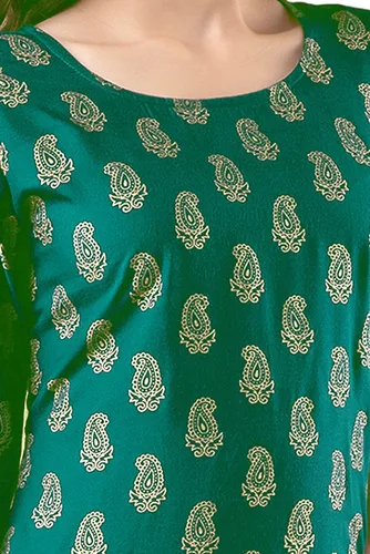 Vista 5 de Chandrakala Túnica étnica india de algodón con estampado de lámina dorada para mujer Kurti Kurta (K163-P)