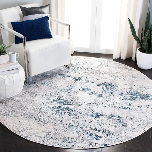 Vista 15 de SAFAVIEH Amalfi Collection AMF572C - Alfombra de pasillo de 2 x 8 pies, color crema y azul marino, moderno diseño abstracto envejecido, no desprende
