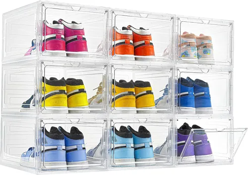 Vista 8 de ZLLZUU Organizador de Zapatos Cajas de Almacenamiento de Zapatos, Paquete de 6 Cajas de Zapatos Grandes con Puerta Frontal Abatible con Puerta