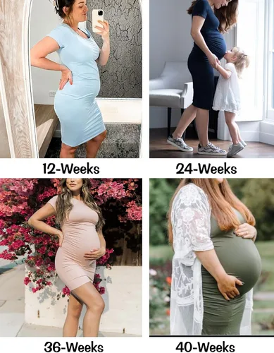 Vista 4 de Ekouaer Vestido de maternidad para mujer, fruncido, acanalado, entallado, vestido de verano casual, vestido de embarazo S-XXL