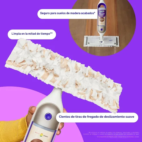 Vista 2 de Swiffer PowerMop - Recambios de almohadilla de trapeador de madera para limpieza de pisos, 11