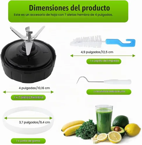 Vista 4 de Homesweet 7 aletas mezclador cuchilla extractor asamblea compatible para Ninja CL405CO, DB751A, BL910, AMZ493BRN, AMZ012BL