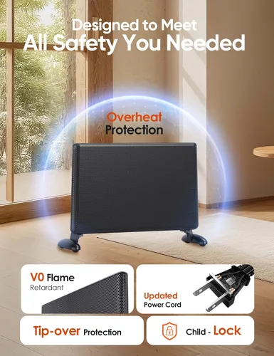 Vista 7 de Ballu Calentador de Espacio Infrarrojo de Mica para Habitación Grande, Calentador de Panel con Termostato Programable, Control de Aplicación WiFi