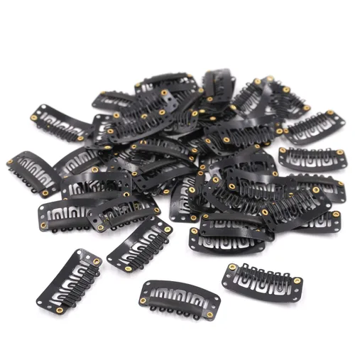 Vista 11 de Honbay 50 clips de presión en forma de U de 6 dientes para extensiones de cabello, 1.3 pulgadas (beige)