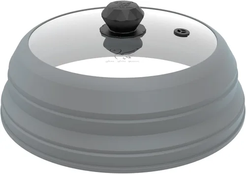 Vista 10 de Funda de silicona plegable para microondas, tapa de salpicaduras multifunción ventilada con plato de vidrio para cocinar alimentos y tocino, apto