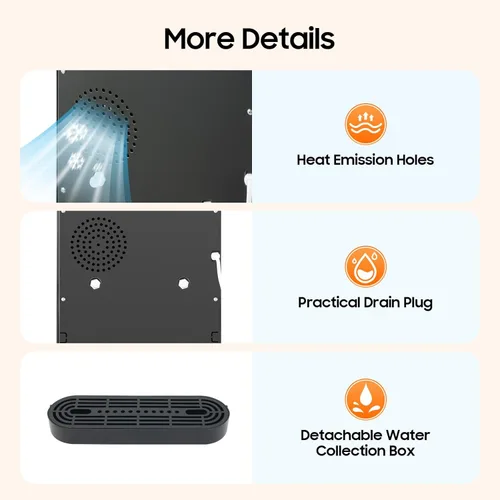 Vista 6 de Enfriador de agua de pie de 620 W, dispensador de agua de carga inferior para botella de 5 galones, jarra de agua con 3 ajustes de temperatura