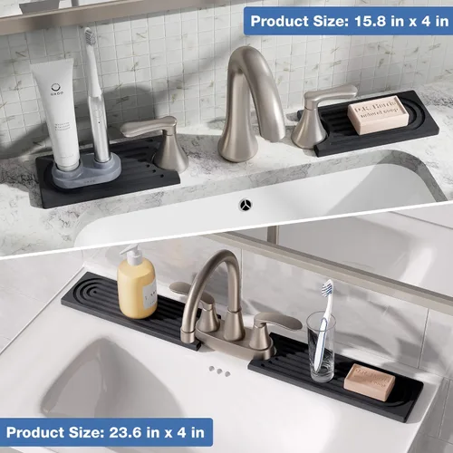 Vista 7 de DK177 Tapete para grifo para fregadero de cocina, bandeja de piedra absorbente de agua para fregadero, tapete de grifo de secado rápido
