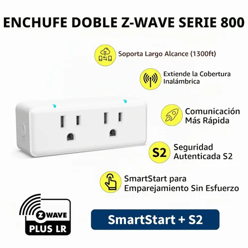 Vista 3 de Minoston Enchufe de salida dual Zwave serie 800, interruptor repetidor Z-Wave de encendido/apagado con 2 enchufes de control individuales, requiere