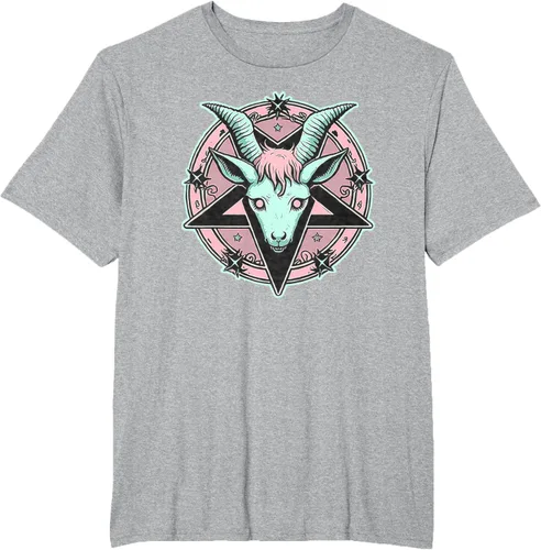 Vista 73 de Camiseta Kawaii Paste Creepy Goat Pentacle, Negro