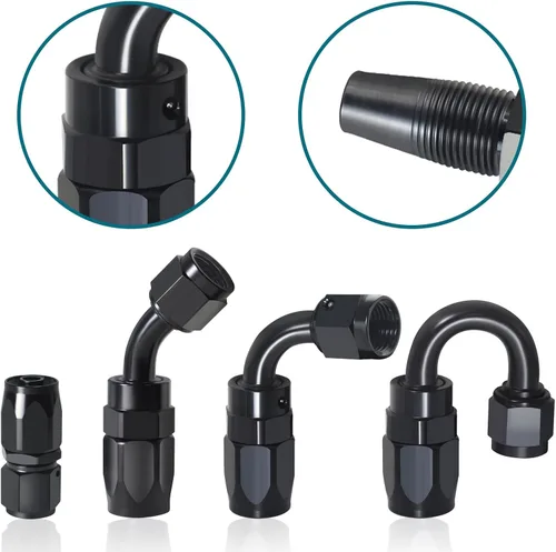 Vista 6 de 6AN Fitting, 2PCS 6 AN Straight Fittings for CPE Braided Hose(Black) 6AN Hose End Fittings compatible with CPE nylon braided hoses